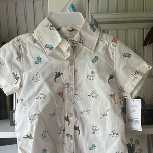 CARTER'S BABY BOY DINO DESIGN 2 PC SHORT SET SIZE 6 MONTHS NWT "FLAW"